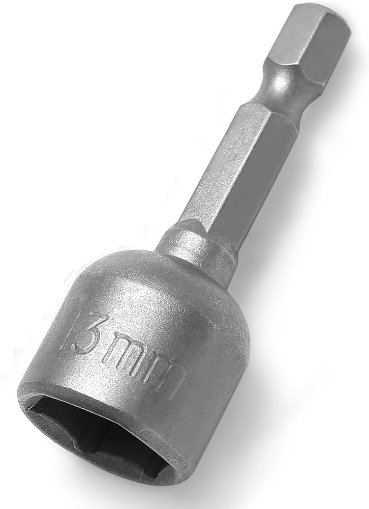 fixinus Store Impact Driver Bit 13mm, Magnetic 1/4" Hex Shank Quick-Change Nut Setter Drill Bit Metric Socket, 48mm Length - Image 1